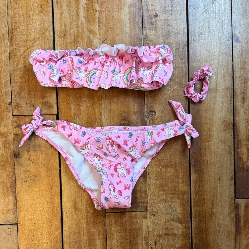 Pink Unicorn Bikini Set size 5 to 6 ruffle rainbow unicorn summer new